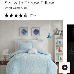 Blue Star Bedding Set with Throw Pillow